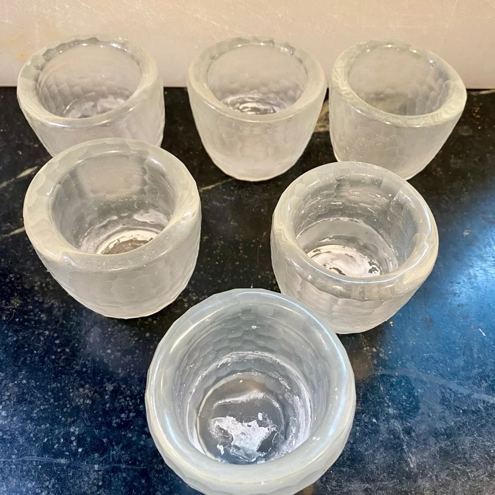 Set of 6 Frosted Tea Light Candle Holders